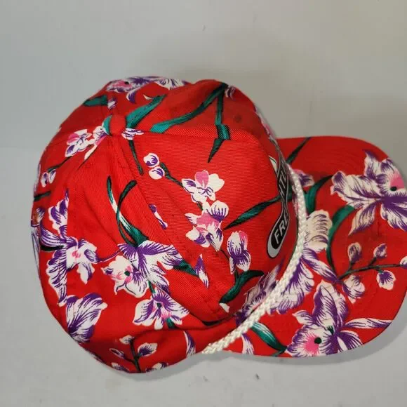 Vtg Freightliner Hat Cap Red Trucker Snapback Truck San Sun Retro 80s 90s Floral - Picture 9 of 16